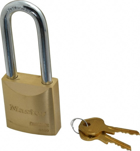 Master Lock 6850LJ Padlock Brass, Keyed Different, 2-11/32" High, 2" Wide