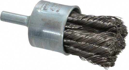 Osborn 0003074000 End Brushes 1" Dia, Steel, Knotted Wire