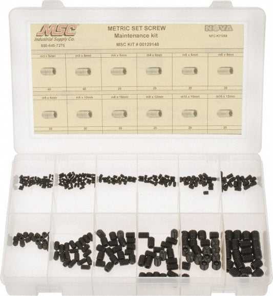 Value Collection NFC-KIT258 280 Piece, M3 to M10, Alloy Steel Set Screw Assortment