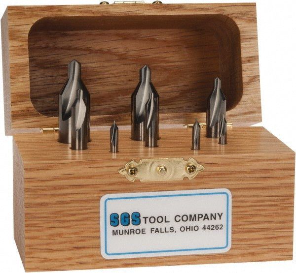 Kyocera SGS Precision Tools 57075 8 Pc #00 to #6 Solid Carbide Combo Drill & Countersink Set