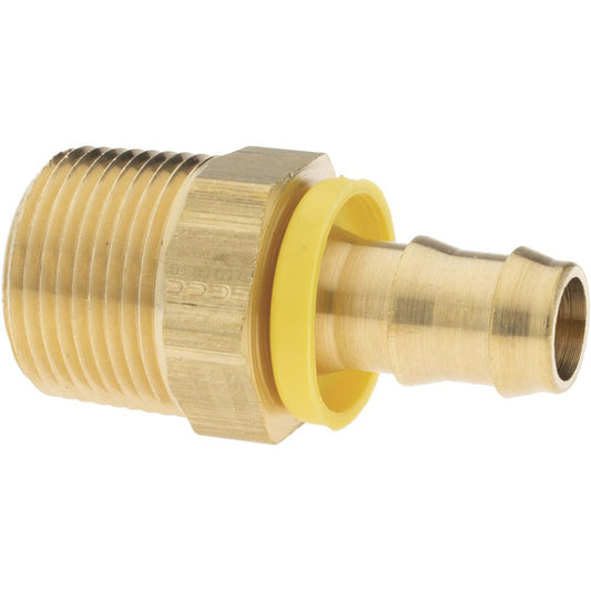 Parker 30182-16-16B Barbed Push-On Hose Male Connector 1 x 11-1/2" NPTF, Brass, 1/4" Barb