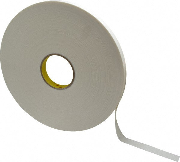 3M 7000123602 White Double-Sided Polyethylene Foam Tape 3/4" Wide, 72 yd Long, 1/32" Thick, Rubber Adhesive