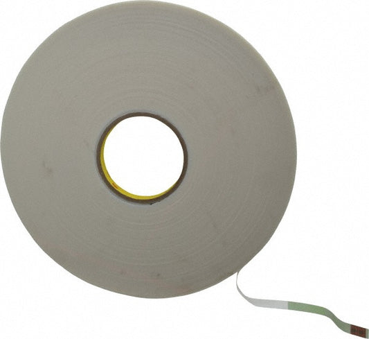 3M 7000123593 White Double-Sided Polyethylene Foam Tape 1/2" Wide, 36 yd Long, 1/16" Thick, Rubber Adhesive