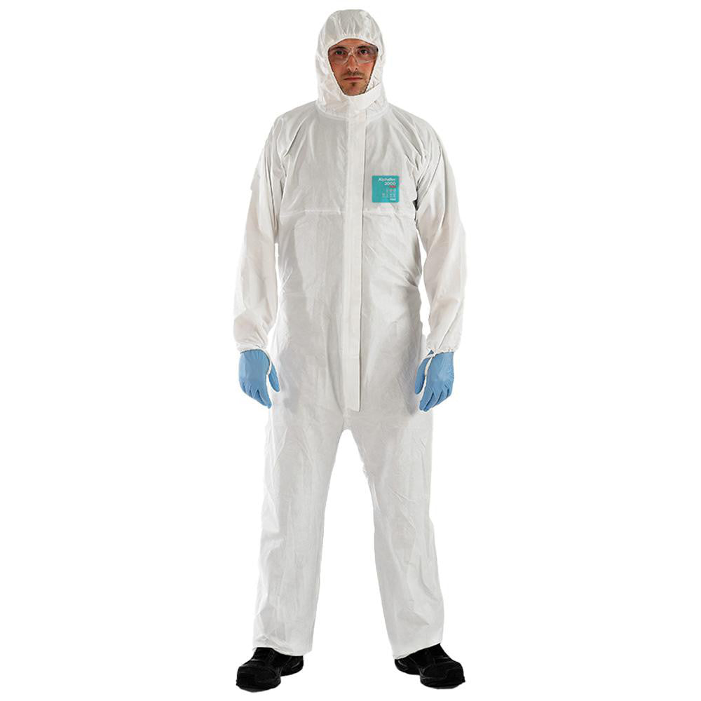 Ansell WH20-B-92-111-04 Disposable Coveralls Chemical & Liquid, Size Large, 1.8600 oz, Polyethylene, Two Way Zipper & Stormflaps Closure