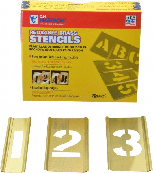 C.H. Hanson 10011 15 Piece, 2 Inch Character Size, Brass Stencil