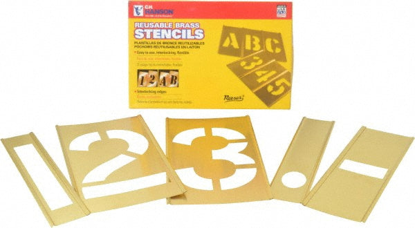 C.H. Hanson 10016 14 Piece, 6 Inch Character Size, Brass Stencil