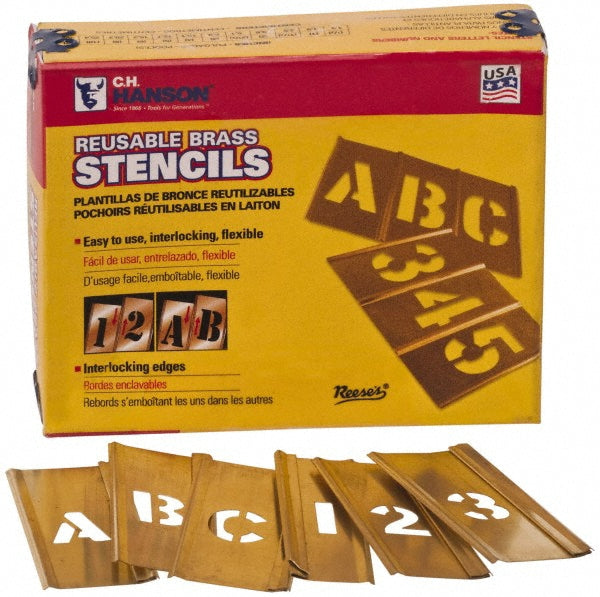 C.H. Hanson 10071 45 Piece, 2 Inch Character Size, Brass Stencil