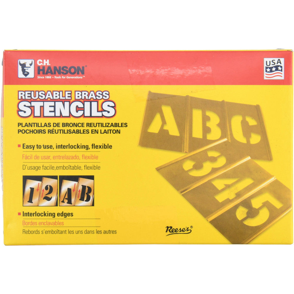 C.H. Hanson 10073 45 Piece, 3 Inch Character Size, Brass Stencil