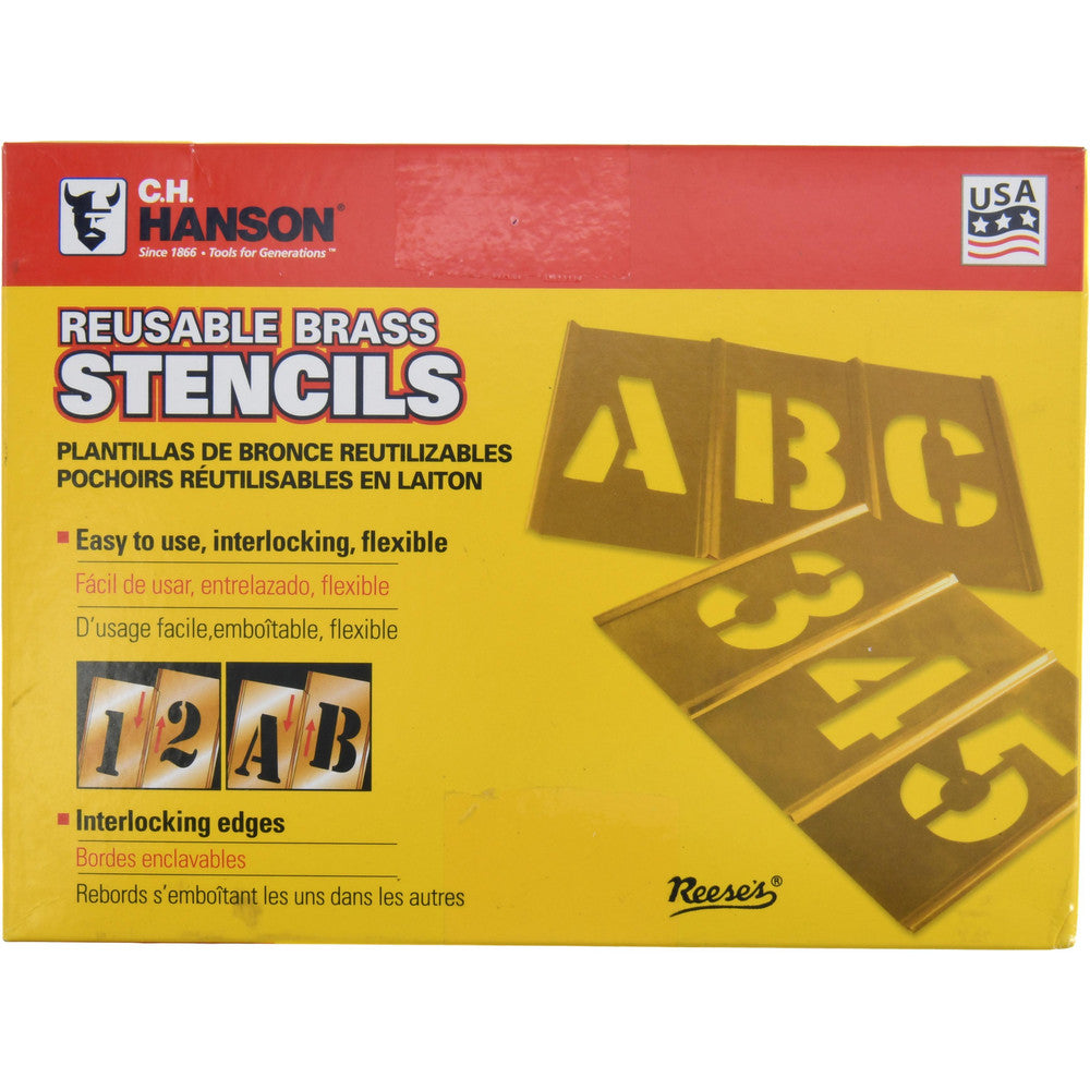 C.H. Hanson 10076 45 Piece, 6 Inch Character Size, Brass Stencil