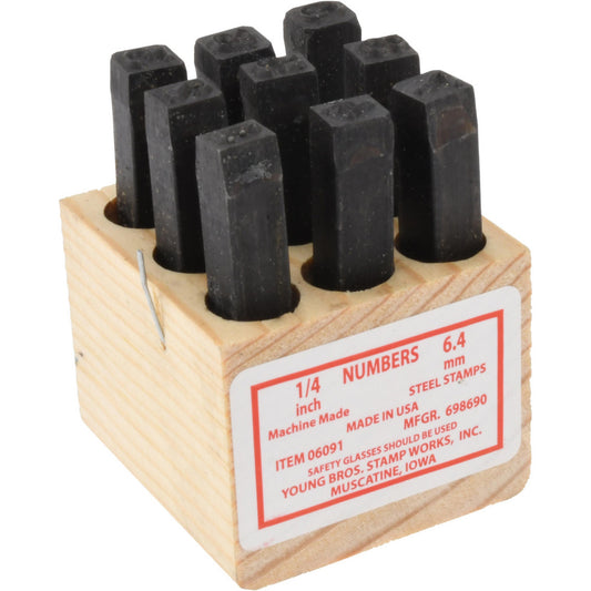 Young Bros. Stamp Works Inc. 06091 Standard Stamp Set 1/4" Character, 9 pc