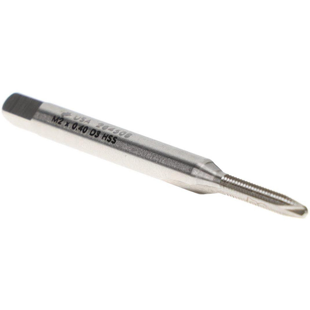 Brubaker Tool 23208-00-B Spiral Point Tap M2x0.40 Metric Coarse, 2 Flutes, Plug, 6H Class of Fit, High Speed Steel, Bright Finish