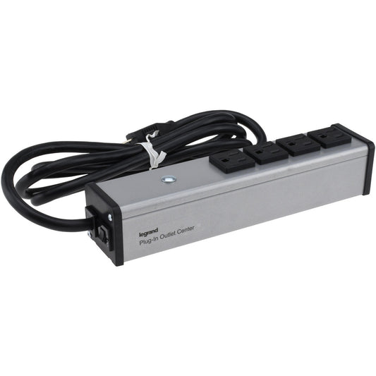 Wiremold UL101BC 4 Outlets, 120 Volts, 15 Amps, 6' Cord, Power Outlet Strip
