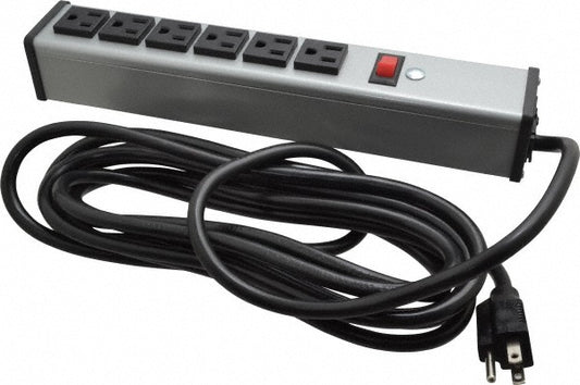 Wiremold UL207BD 6 Outlets, 120 Volts, 15 Amps, 15' Cord, Power Outlet Strip