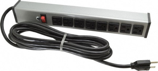Wiremold UL218BD 8 Outlets, 120 Volts, 15 Amps, 15' Cord, Power Outlet Strip