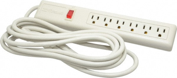 Wiremold P6-15 6 Outlets, 120 Volts, 15 Amps, 15' Cord, Power Outlet Strip