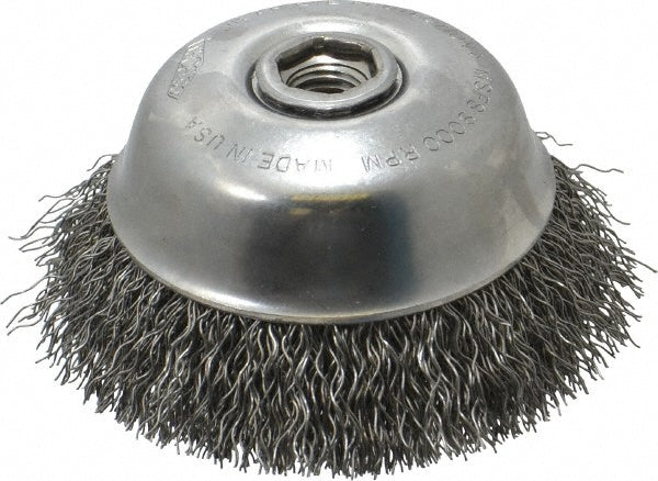 Osborn 0003213400 Cup Brush 4" Dia, 0.02" Wire Dia, Steel, Crimped