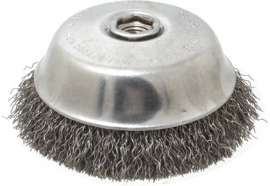 Osborn 0003213600 Cup Brush 6" Dia, 0.02" Wire Dia, Steel, Crimped