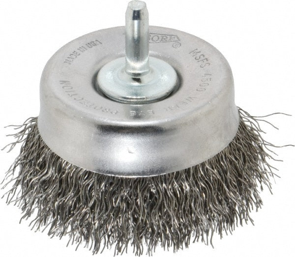 Osborn 0003241100 Cup Brush 2-1/2" Dia, 0.014" Wire Dia, Steel, Crimped
