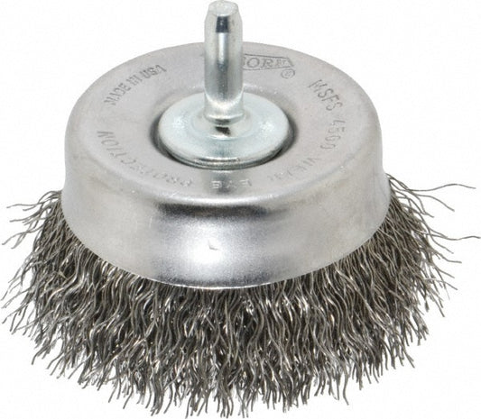 Osborn 0003241100 Cup Brush 2-1/2" Dia, 0.014" Wire Dia, Steel, Crimped