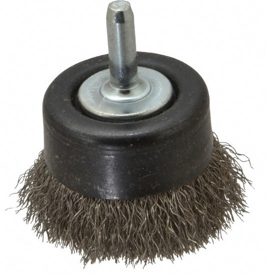 Osborn 0003241400 Cup Brush 2" Dia, 0.008" Wire Dia, Stainless Steel, Crimped