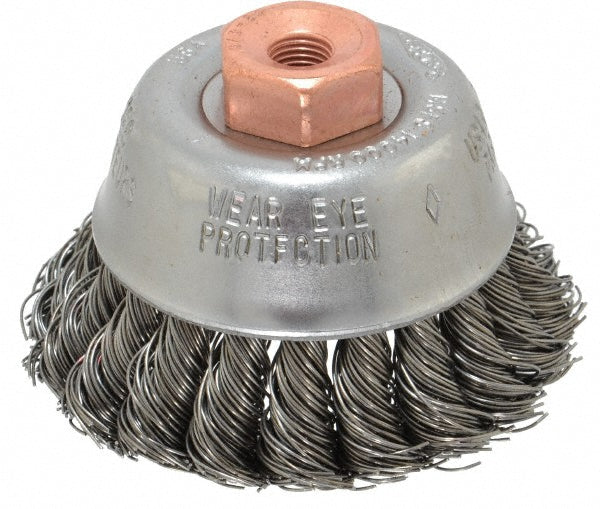 Osborn 0003355900 Cup Brush 2-3/4" Dia, 0.02" Wire Dia, Steel, Knotted