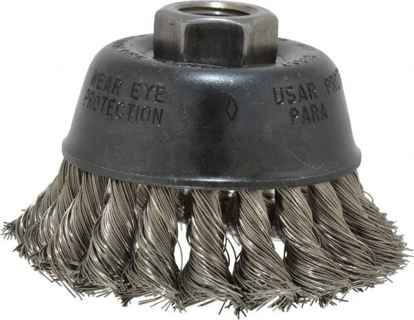Osborn 0003356700 Cup Brush 2-3/4" Dia, 0.014" Wire Dia, Stainless Steel, Knotted