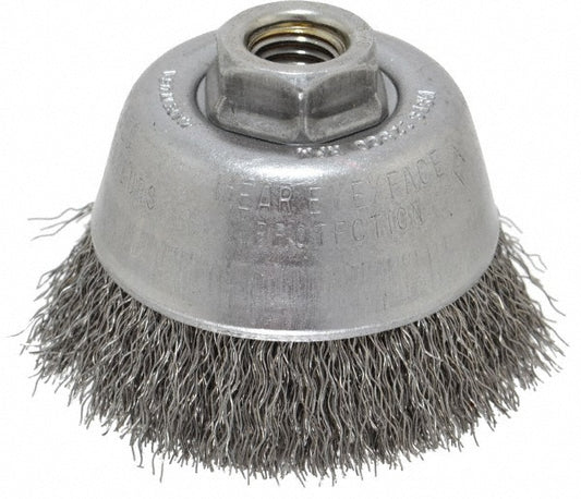 Osborn 0003203400 Cup Brush 3-1/2" Dia, 0.014" Wire Dia, Steel, Crimped