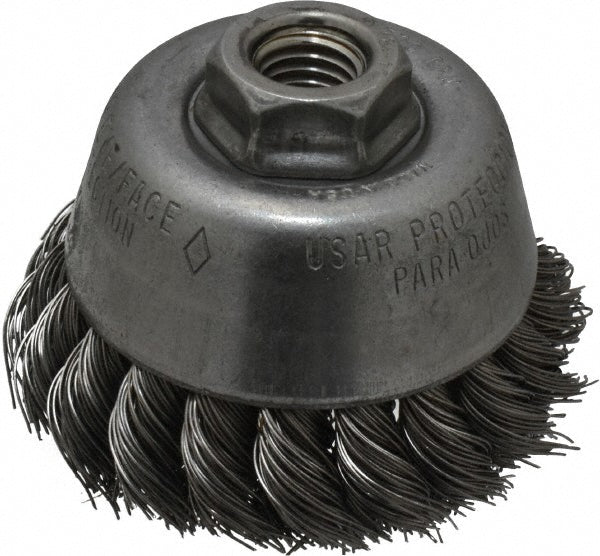 Osborn 0003300000 Cup Brush 3-1/2" Dia, 0.02" Wire Dia, Steel, Knotted