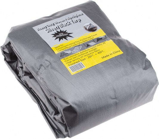 Value Collection KSMSCSB2040 Tarp/Dust Cover Black & Silver, Polyethylene, 40' Long x 20' Wide, 11 to 12 mil