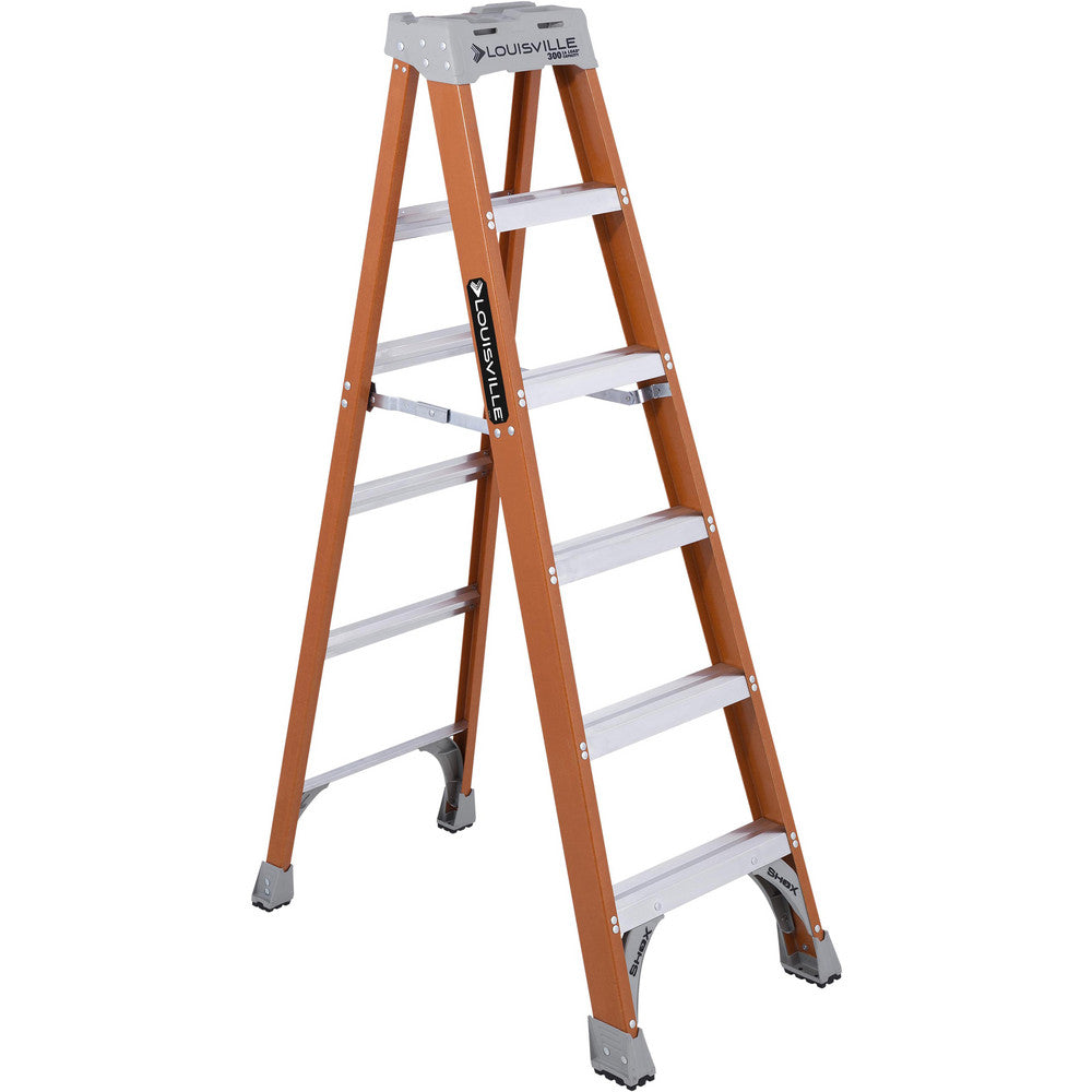 Louisville FS1506 5 Step Fiberglass Foldable Step Ladder Type IA 300 lb Capacity 6' Height