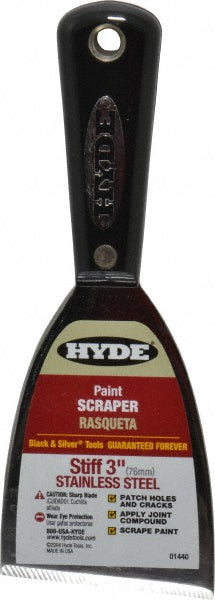 Hyde Tools 01440 Stiff Stainless Steel 1-Edge Scraper