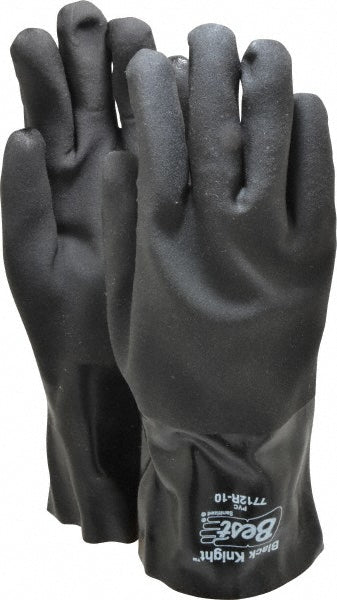 SHOWA 7712R-10 Chemical Resistant Gloves Large, 30 mil Thick, Polyvinylchloride-Coated, Polyvinylchloride, Supported
