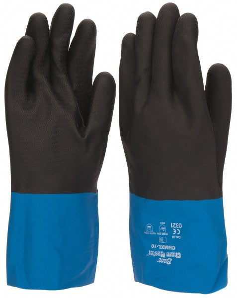 SHOWA CHMXL-10 Chemical Resistant Gloves X-Large, 26 mil Thick, Neoprene-Coated, Latex & Neoprene, Supported