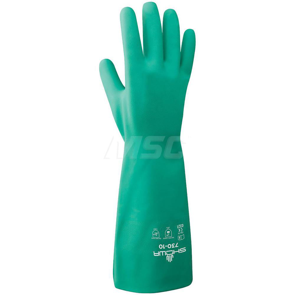 SHOWA 730-11 Chemical Resistant Gloves 2X-Large, 15 mil Thick, Nitrile, Unsupported