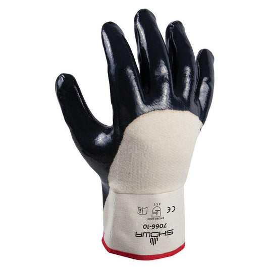 SHOWA 7066-10 General Purpose Work Gloves Large, Nitrile Coated, Cotton & Jersey