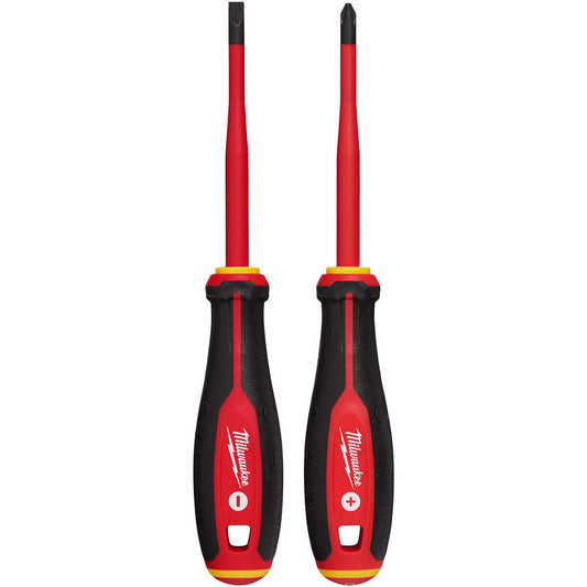 Milwaukee Tool 48-22-2207 Screwdriver Sets Screwdriver Types Included Cabinet Phillips  Container Type None  Tether Style Tether Capable  Finish Matte  Number Of Pieces 2  Insulated Yes