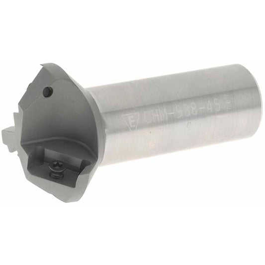 Everede Tool 01273 45&deg Lead Angle, 0.938" to 1.721" Cut Diam, 1" Shank Diam, Indexable & Chamfer End Mill
