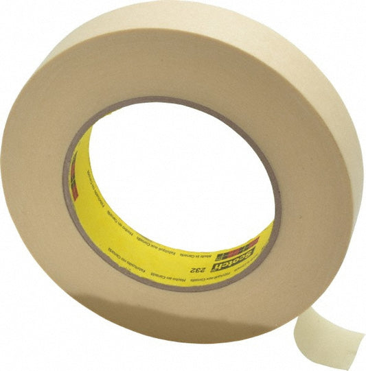 3M 7000001265 Masking Tape 1" Wide, 60 yd Long, 6.3 mil Thick, Tan
