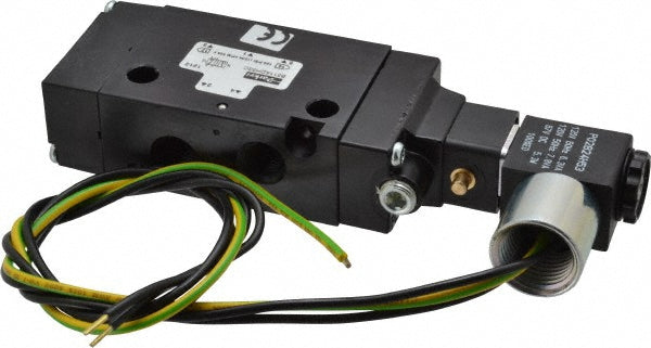 Parker B511ADH53C 1/4" Inlet x 1/4" Outlet, Single Solenoid Actuator, Air Return, 2 Position, Body Ported Solenoid Air Valve