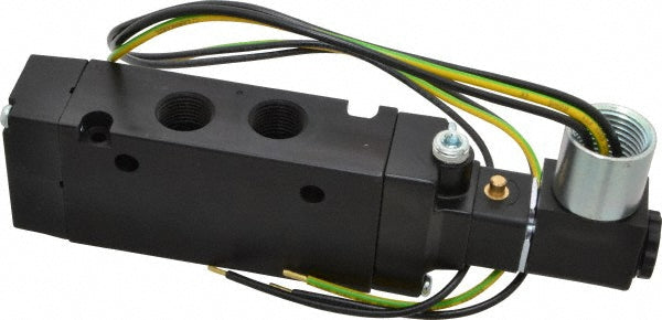 Parker B612ADH53A 3/8" Inlet x 3/8" Outlet, Single Solenoid Actuator, Air Return, 2 Position, Body Ported Solenoid Air Valve