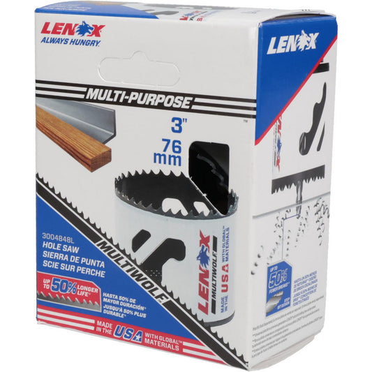 Lenox 3004848L Hole Saw 3" Saw Dia, 1-1/2" Cut Depth