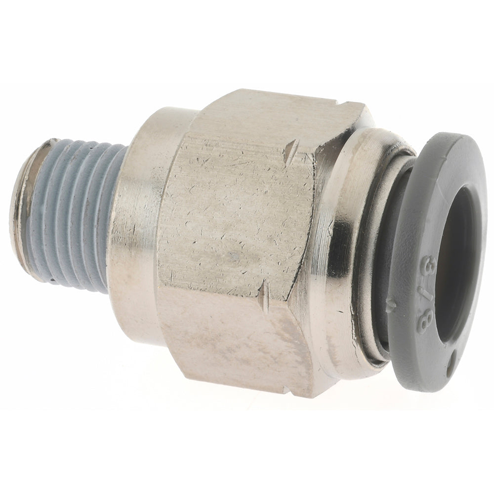 Norgren C24250618 Push-To-Connect Tube to Male & Tube to Male NPT Tube Fitting Adapter, Straight, 1/8" Thread, 3/8" OD