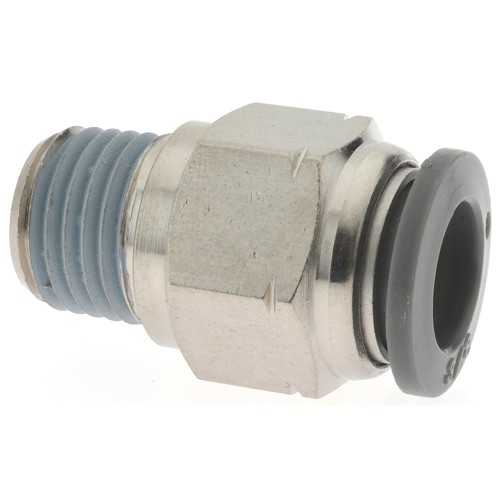 Norgren C24250628 Push-To-Connect Tube to Male & Tube to Male NPT Tube Fitting Adapter, Straight, 1/4" Thread, 3/8" OD
