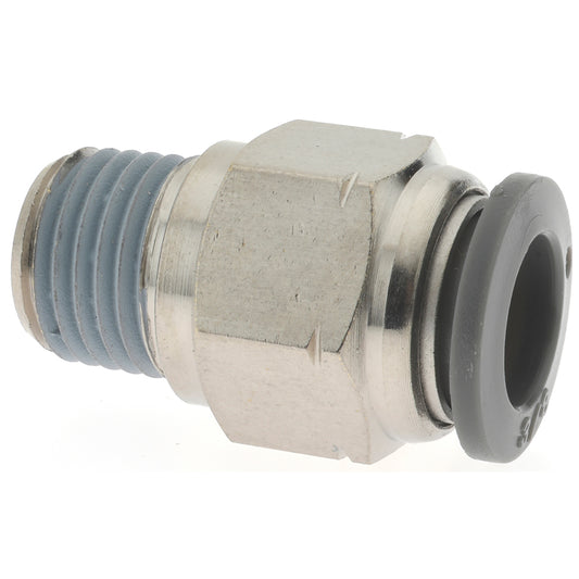 Norgren C24250628 Push-To-Connect Tube to Male & Tube to Male NPT Tube Fitting Adapter, Straight, 1/4" Thread, 3/8" OD