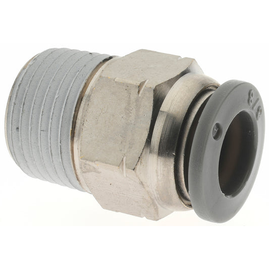 Norgren C24250638 Push-To-Connect Tube to Male & Tube to Male NPT Tube Fitting Adapter, Straight, 3/8" Thread, 3/8" OD