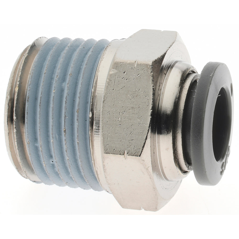 Norgren C24250648 Push-To-Connect Tube to Male & Tube to Male NPT Tube Fitting Adapter, Straight, 1/2" Thread, 3/8" OD
