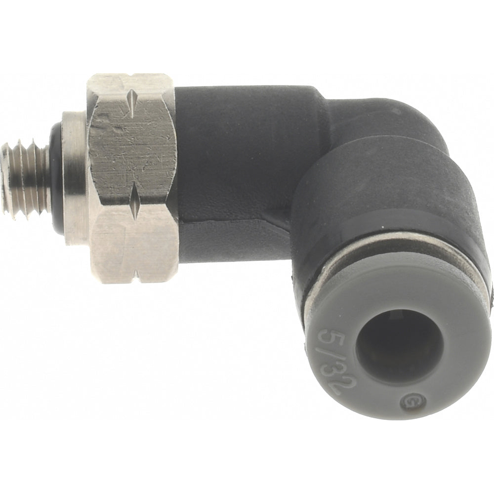Norgren C24470210 Push-To-Connect Tube to Male & Tube to Male UNF Tube Fitting 90 &deg Swivel Elbow, #10-32 Thread, 5/32" OD