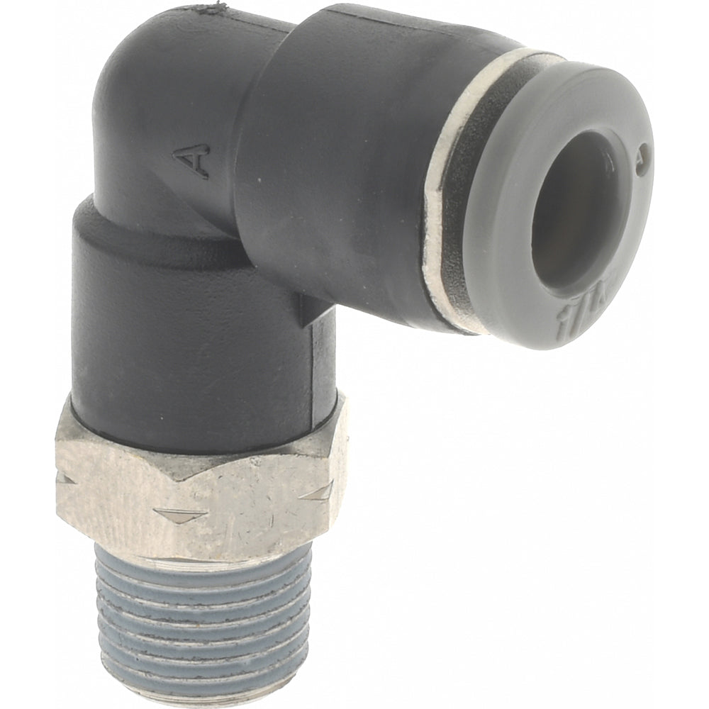 Norgren C24470418 Push-To-Connect Tube to Male & Tube to Male NPT Tube Fitting 90 &deg Swivel Elbow, 1/8" Thread, 1/4" OD