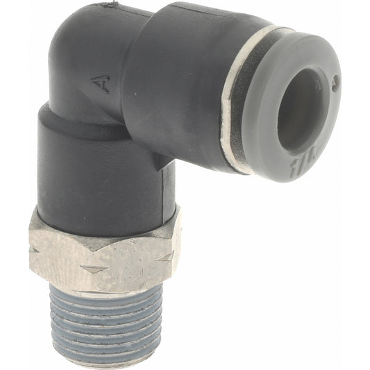 Norgren C24470418 Push-To-Connect Tube to Male & Tube to Male NPT Tube Fitting 90 &deg Swivel Elbow, 1/8" Thread, 1/4" OD