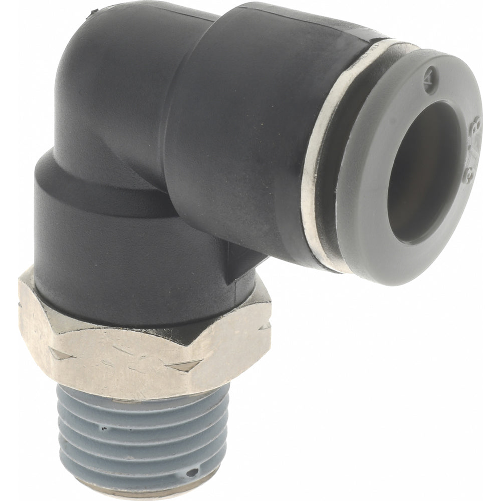 Norgren C24470628 Push-To-Connect Tube to Male & Tube to Male NPT Tube Fitting 90 &deg Swivel Elbow, 1/4" Thread, 3/8" OD